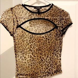 Forever 21 Mesh Leopard Print Top